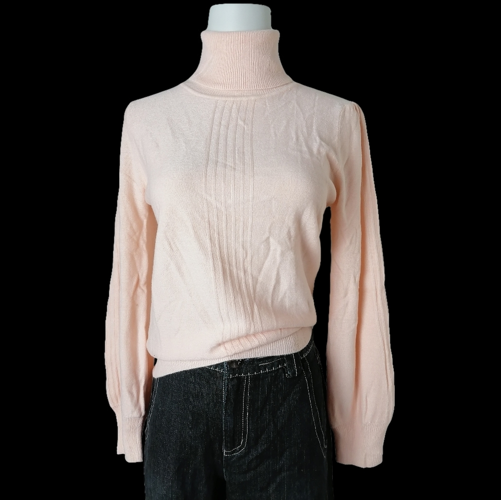 baby pink turtleneck ,long sleeves sweater top by pou dou dou vingt- trois